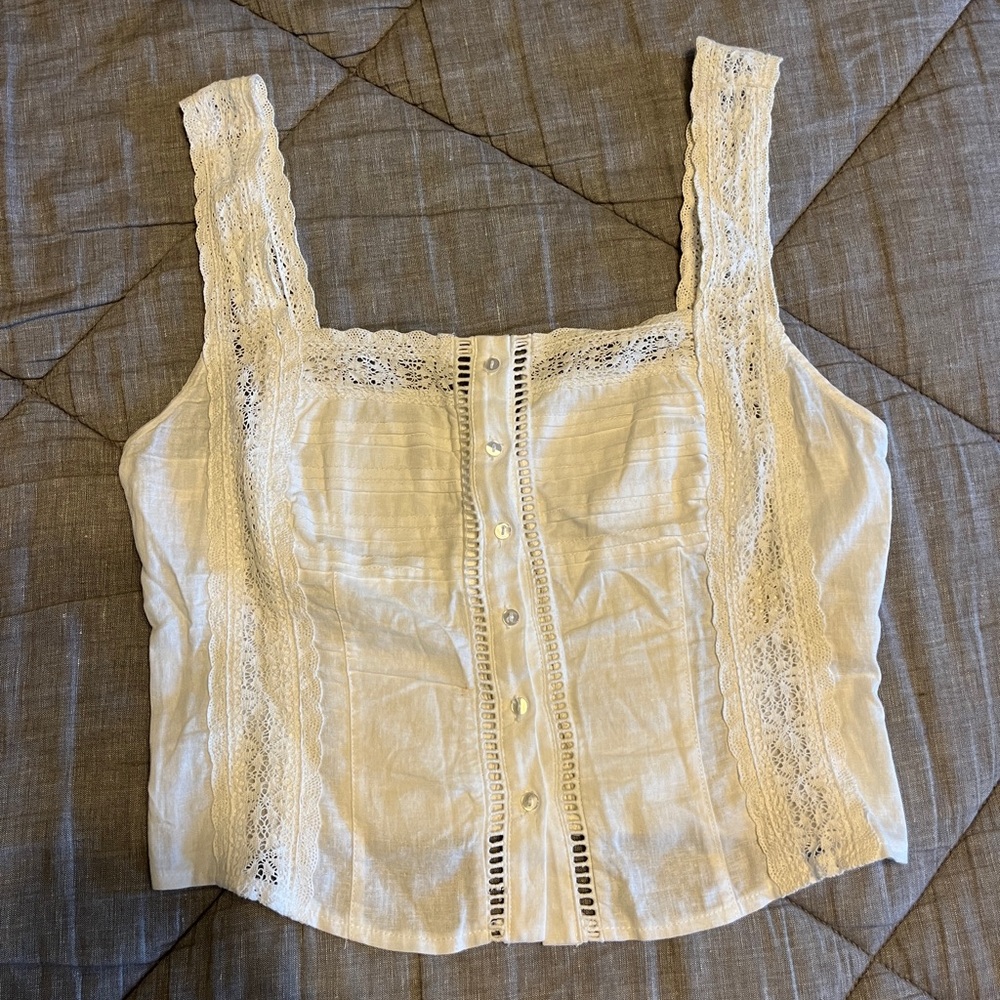 Free People Maggie Lace Tank in Ivory